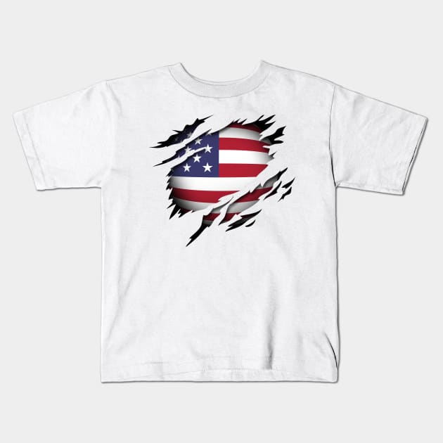 United States of America in the heart USA Kids T-Shirt by HappyGiftArt